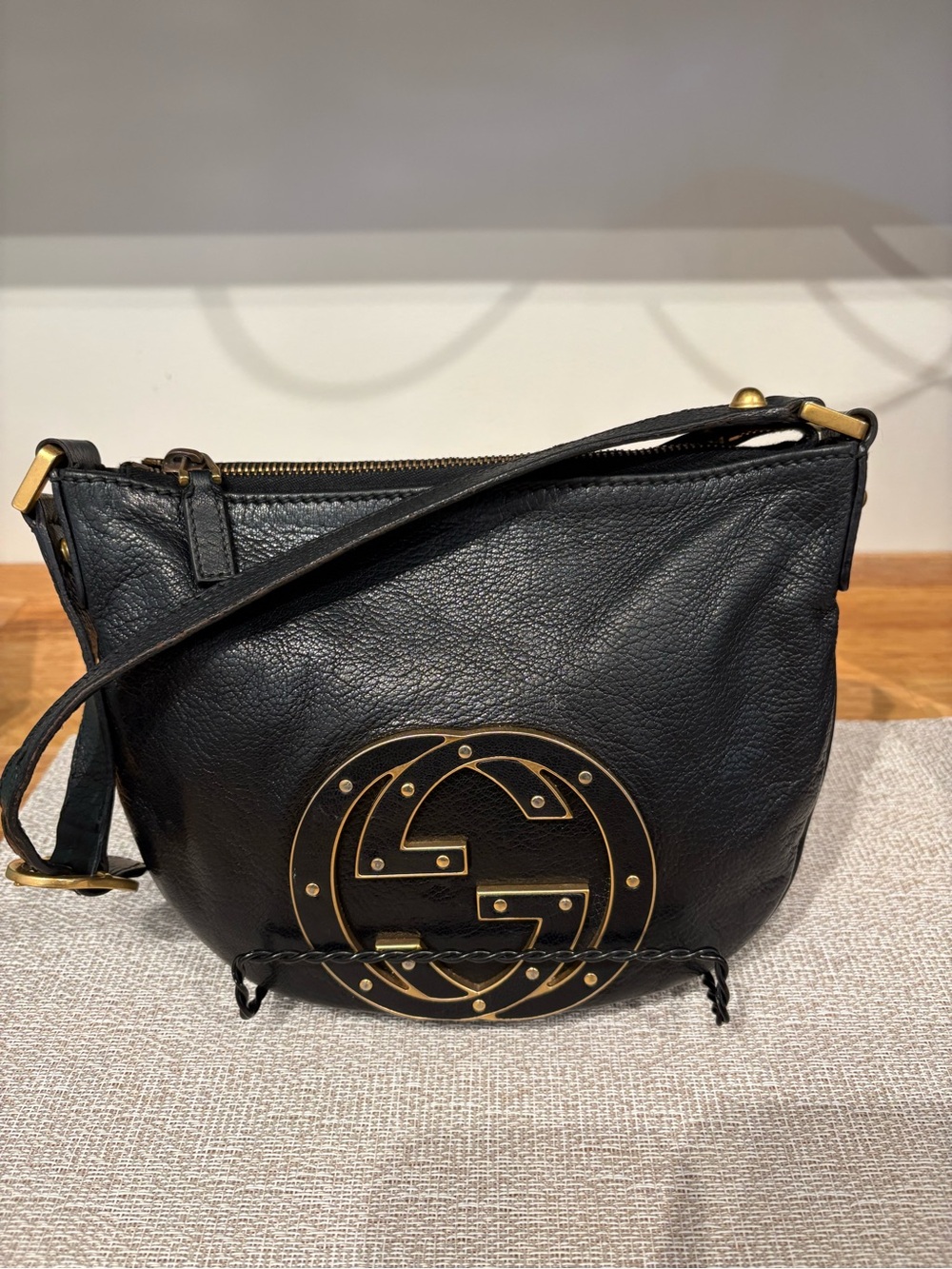 Gucci Black Leather Mini Blondie Bag Studded